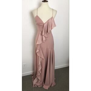 Fame and Partners Maxi Dress Gown Callais Ruffle Open Lace Up